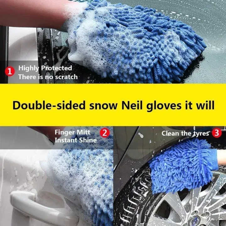 Car or Bike Wash Gloves Towel Microfiber Car or Bike Cleaning Care Detailing Tools Chenille Soft Towel For Automotives thumbnail 3