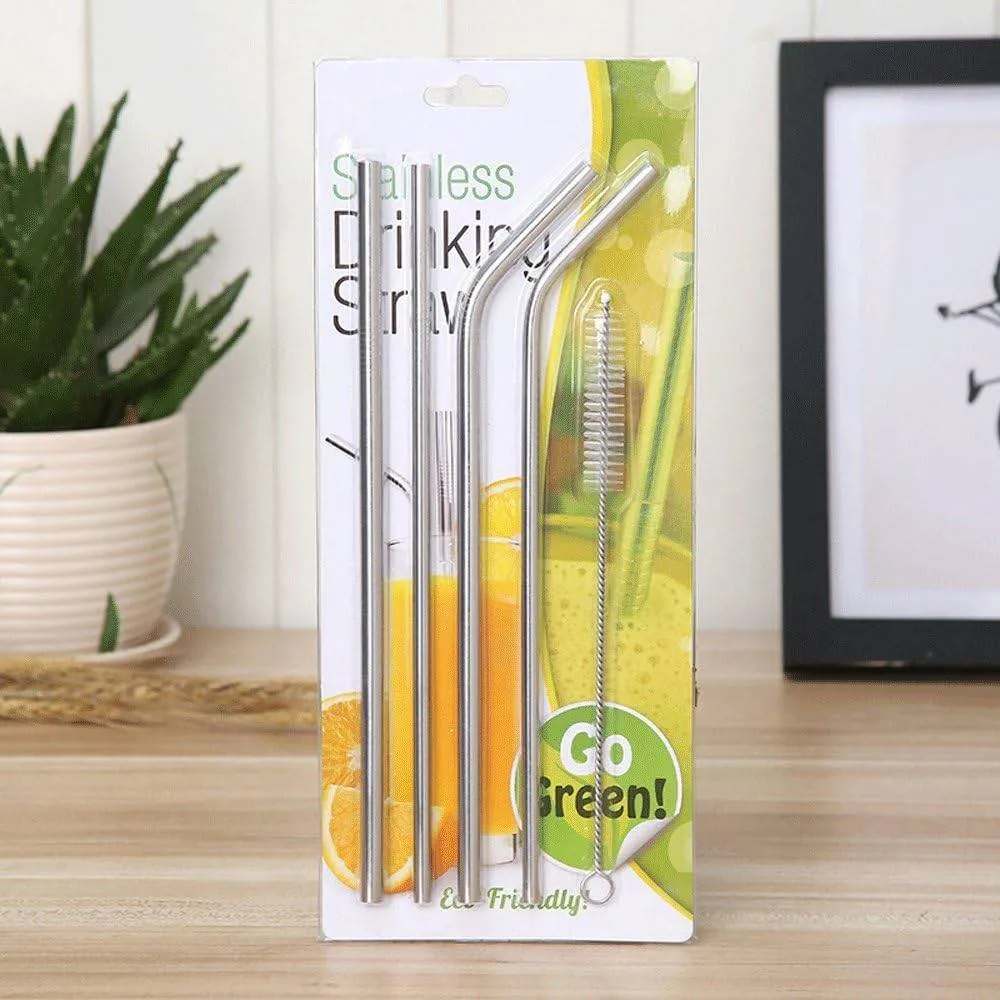 4 Pcs Reusable Stainless Steel Drinking Straw with Cleaner Brush thumbnail 3