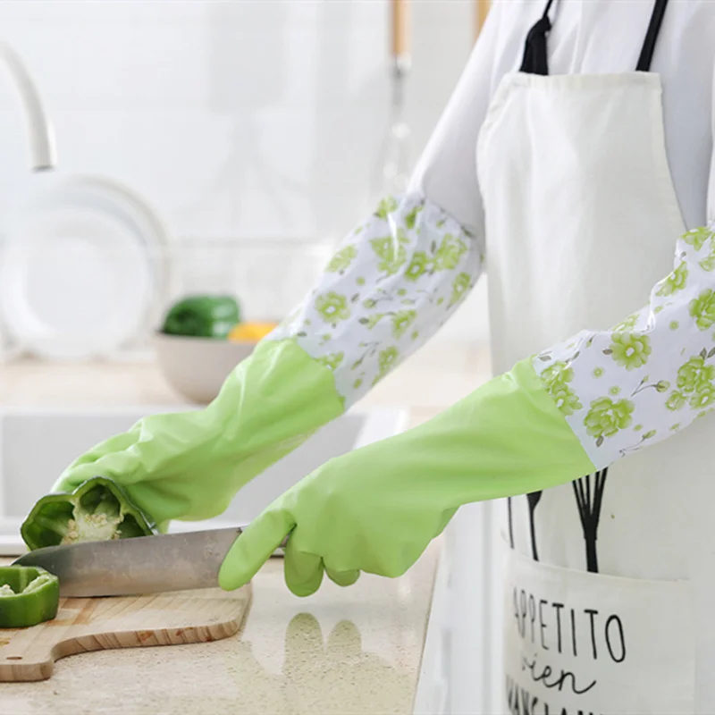 PVC Kitchen Gloves 2Pcs, Silicone Dish Washing Kitchen Hand Gloves thumbnail 4