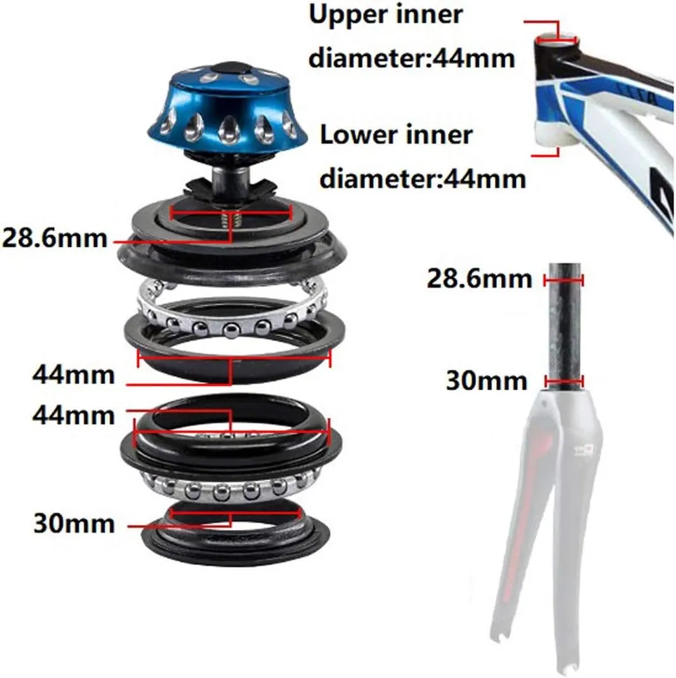 Bicycle Headset Aluminium Alloy Bike Front Fork Stem Headset Replacement Bike Accessory for Most Bike with 44mm Head Tube 1