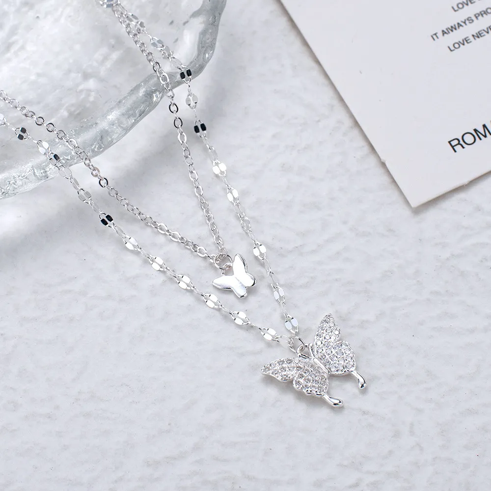 Fashionable Chain Double Layer Butterfly Necklaces for women New Collection 4