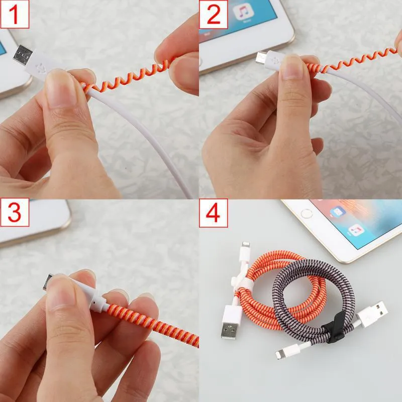 USB Charging Cable Bobbin Winder Data Line Earphone Cover 1.4m 2