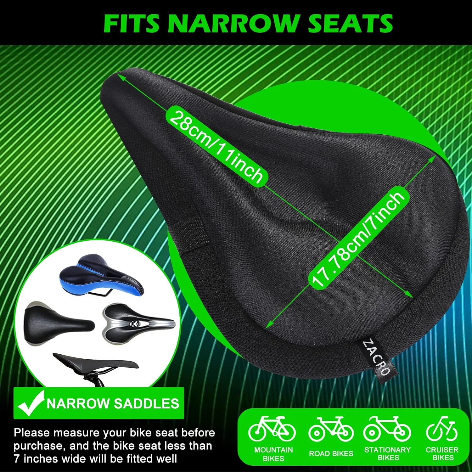 Gel Bike Seat Cover Extra Soft Gel Bicycle Seat Bike Saddle Cushion with Water Dust Resistant Cover 2