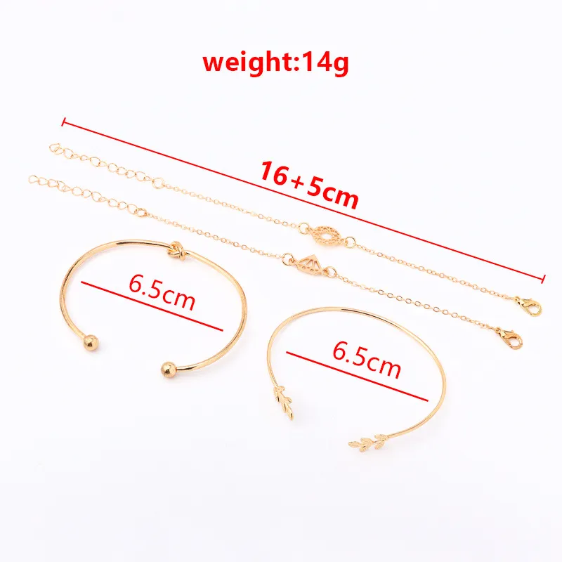 New Trendy Fashionable 4Pcs/ Set Women Simple Design Gold Plated Chain Bracelet for Girls Simple Stylish / Bracelets for Women New Collection thumbnail 6