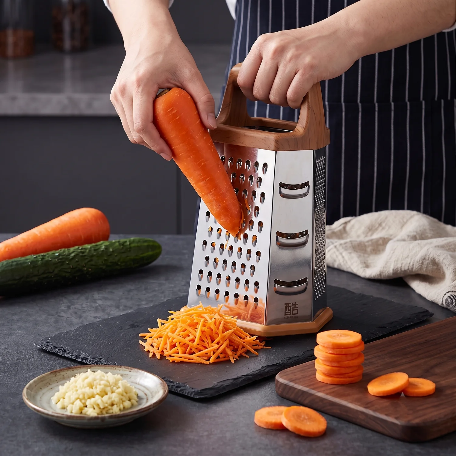Stainless Steel Tower Grater, 6-Sided Kitchen Grater and Slicer thumbnail 2