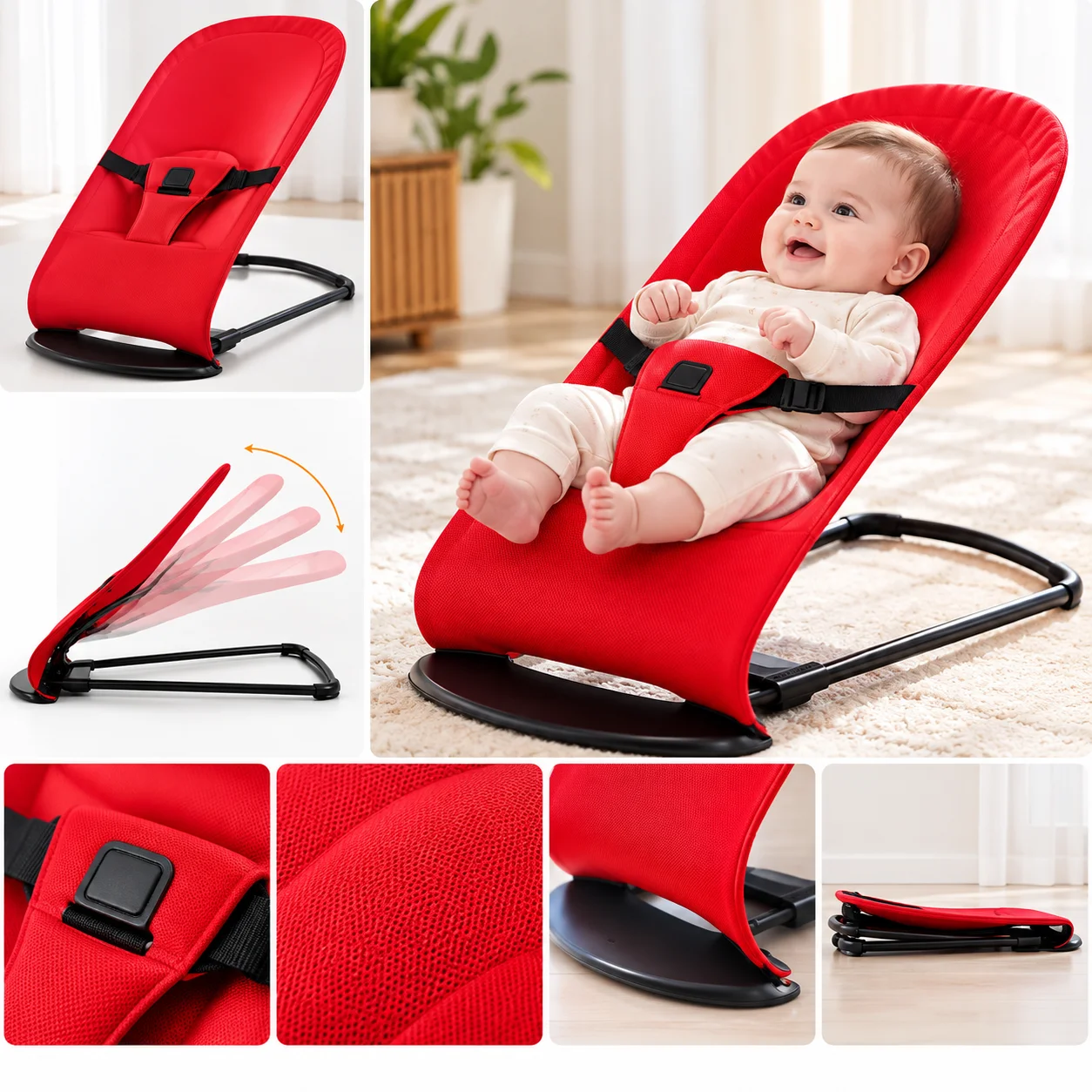 Baby Bouncer Big Size Full safety and swing Jumper Red thumbnail 3