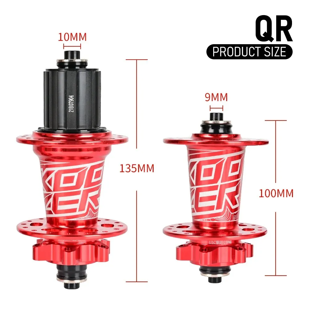 KOOZER XM490 32 Hole Hub Full Aluminum Ultralight MTB Mountain Bike Disc Brake Hub Quick Release qr Front Rear Hub Set Red for Shimano 8 11speed thumbnail 1