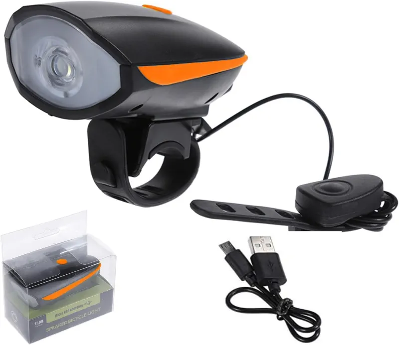 Bike Light with Horn Set, Rechargeable 1