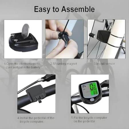 Waterproof 15 Function LCD Bike Bicycle Odometer Speedometer Cycling Speed Meter thumbnail 3