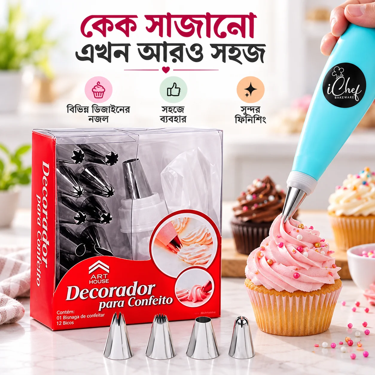 12 Pis Cake Decorating Set Frosting Icing Piping Bag Tips With Steel Nozzles Stainless Steel 12 Pieces Cake Decorating Tools Cake Decoration Tools thumbnail 2