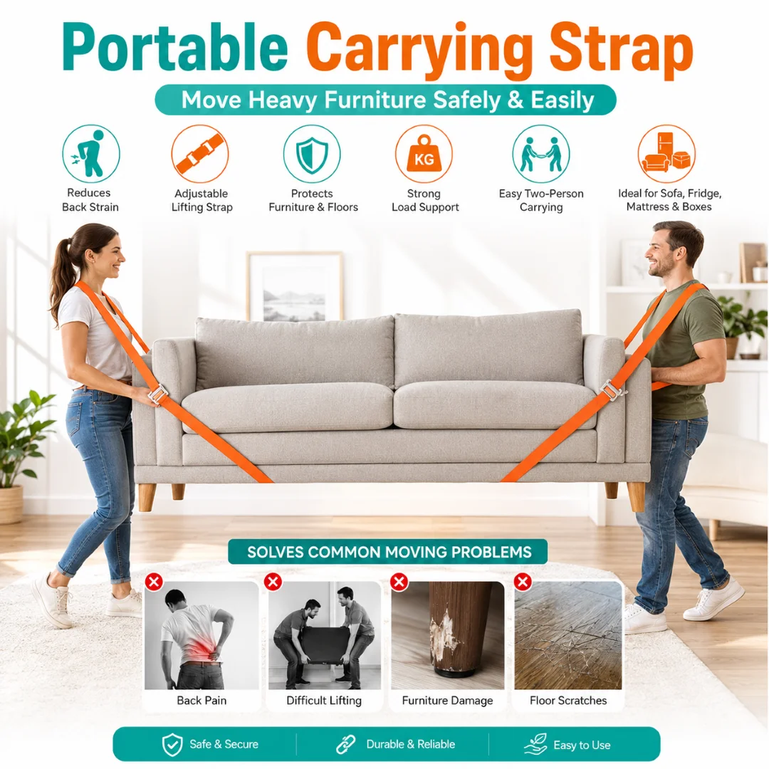 Furniture Moving Straps, Multifunctional High Density Moving Belts, for Carrying Furniture, Appliances, Bulky Objects thumbnail 1