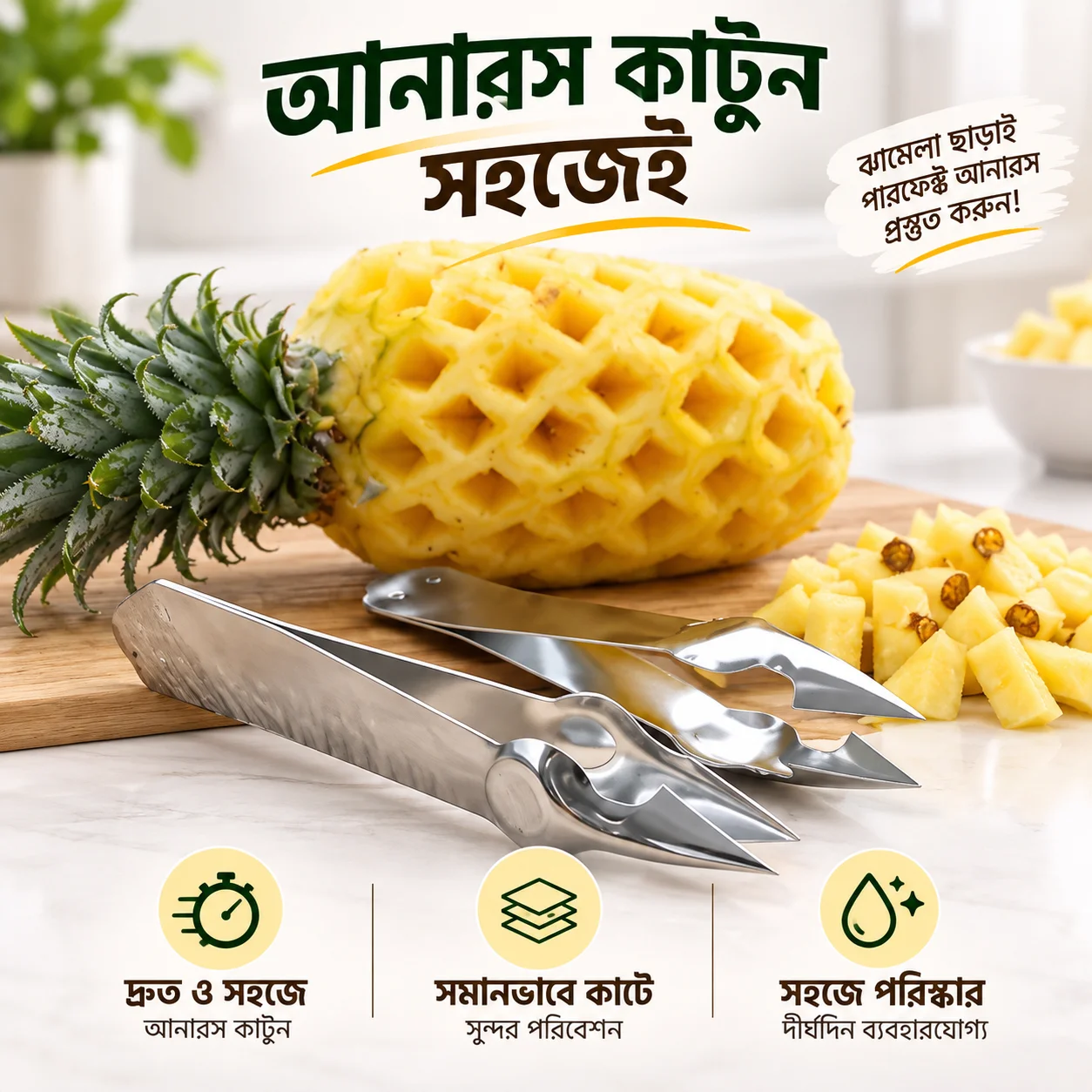 Easy Fruit and Vegetable Peeler Pineapple Eye Remover Cutter Stainless Steel thumbnail 3