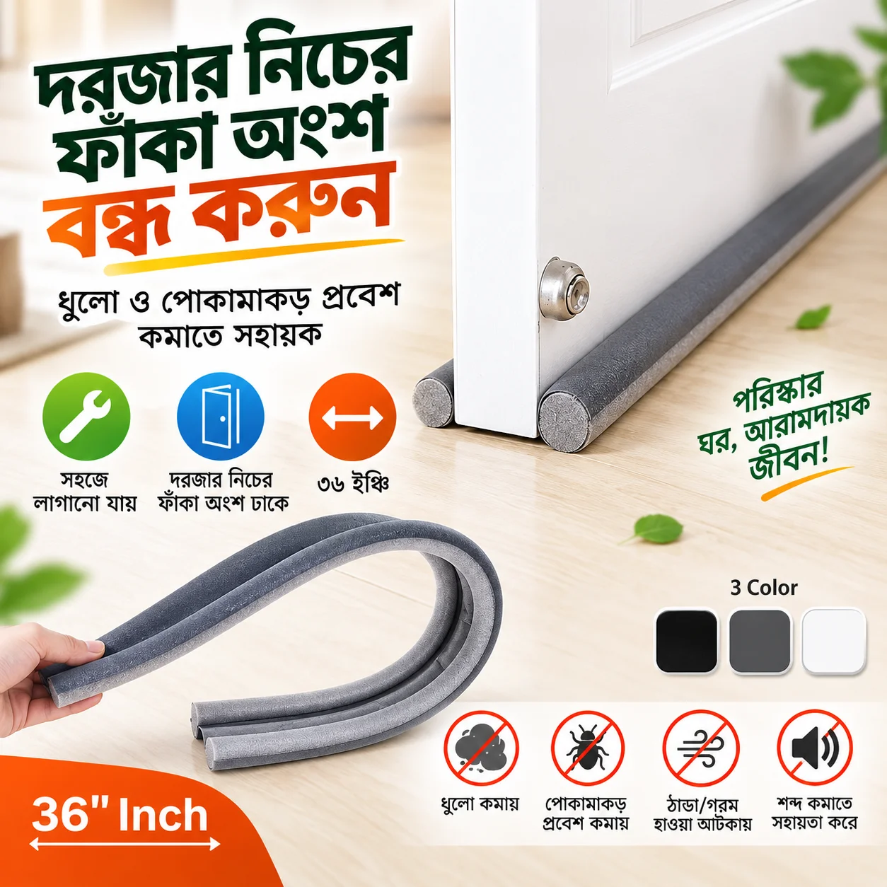 36 Inch Door Bottom Sealing Strip, Door Sealing Stopper, Door Foam 1