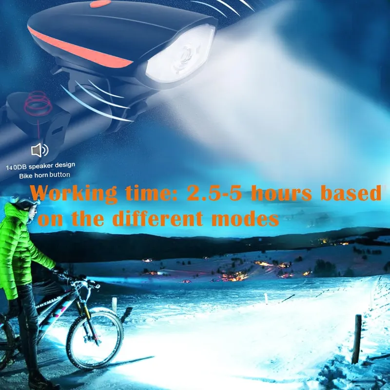 ike Light and Horn Combo USB Rechargeable Bicycle Light with 5 Sound Modes and 3 Lighting Modes, Handlebar Mounted Bike Accessories thumbnail 3