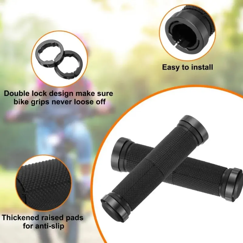 Bicycle Road Mountain Bike Handle Double Lock on Aluminium Alloy Bike Handlebar Hand Cover 1 Pair Handlebar Grips thumbnail 2
