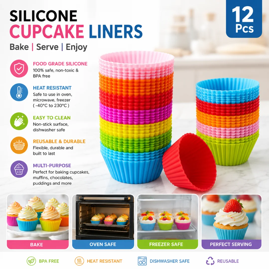 Silicone Cupcake Mold - 12pcs thumbnail 1