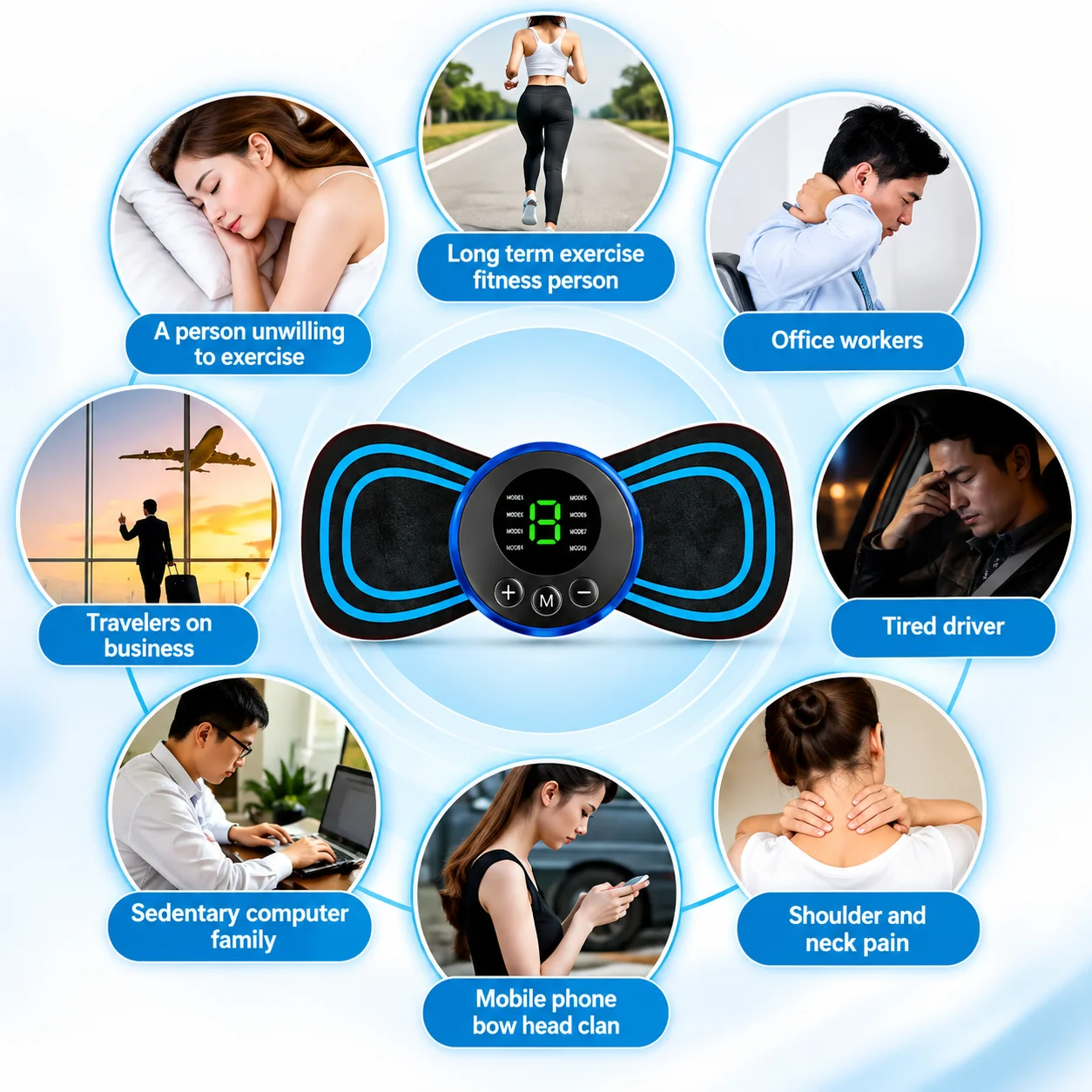 EMS Mini Portable Electric Neck, Back & Body Pain Relief Massager 1 PCS 2