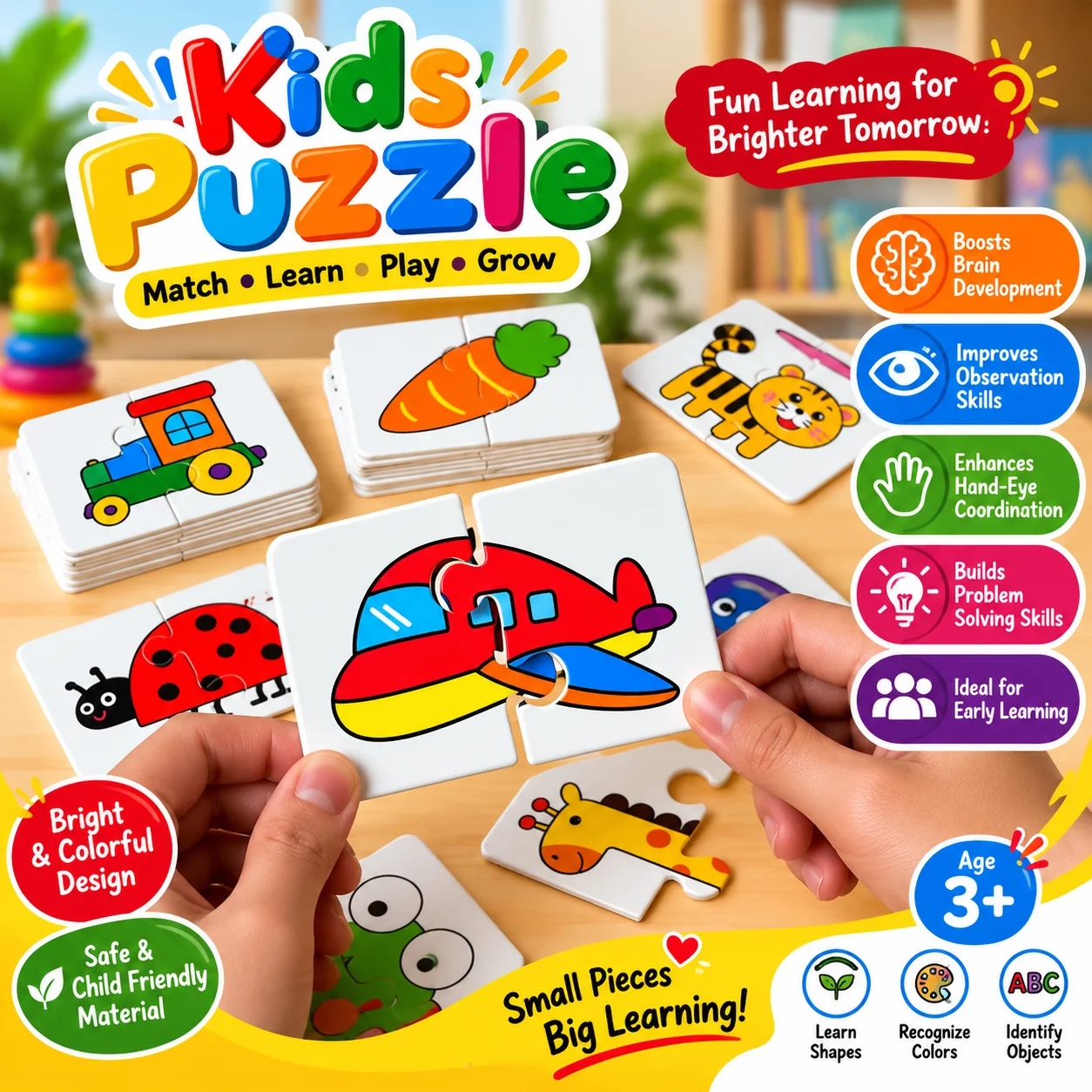 28Pcs Toddler Matching Card Early Montessori Education Puzzle Toys Cartoon Jigsaw Animal Color Shape Cognitive Training Gifts 1