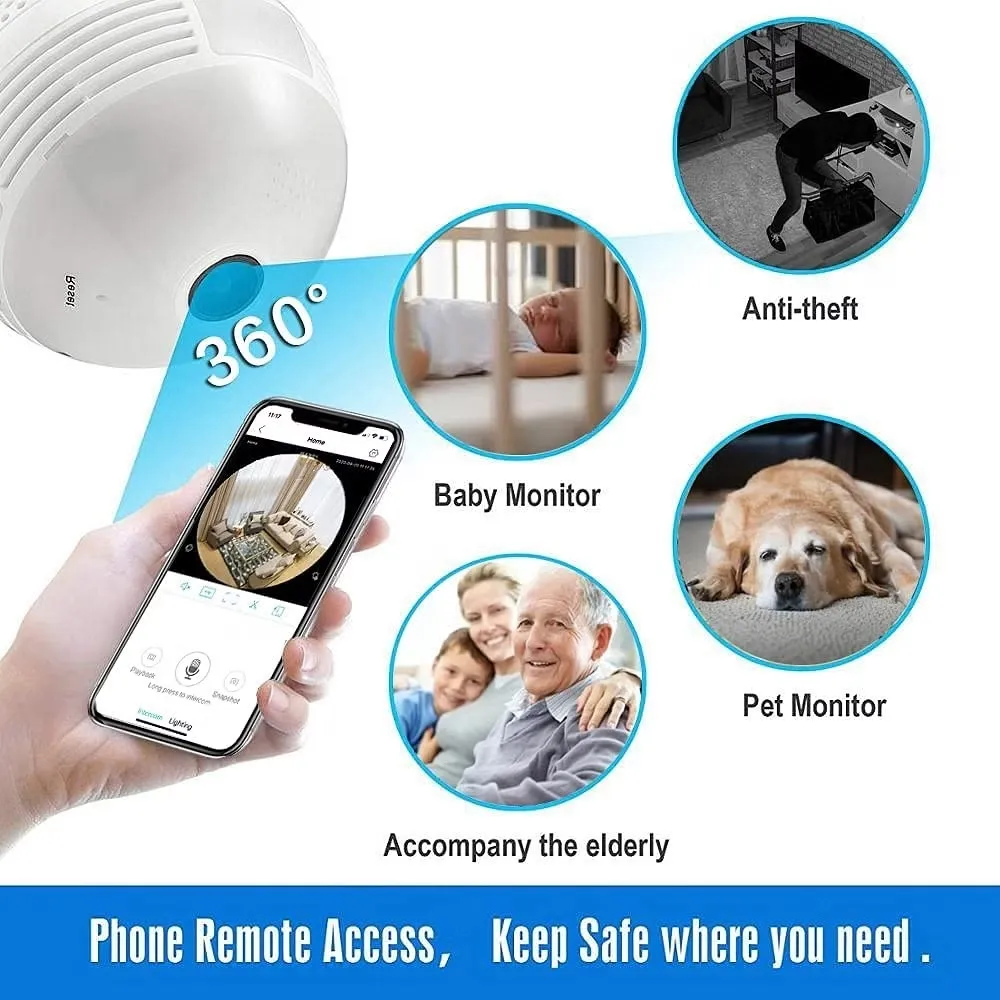 V380 Bulb System WiFi Security Camera, 1080P Wireless 360 Degree Camera thumbnail 3