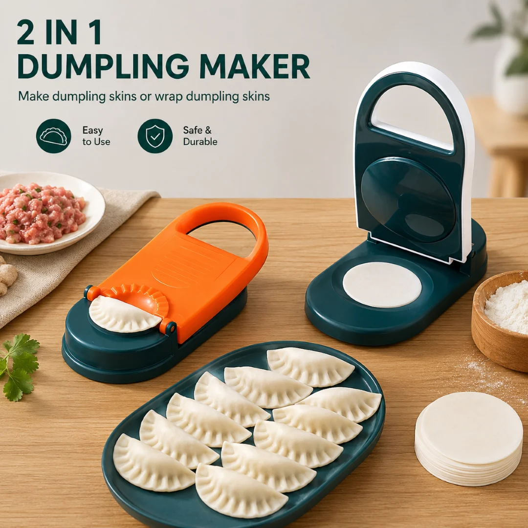 Dumpling and Pitha Maker Dough Pressing Mold - Orange and Blue thumbnail 1