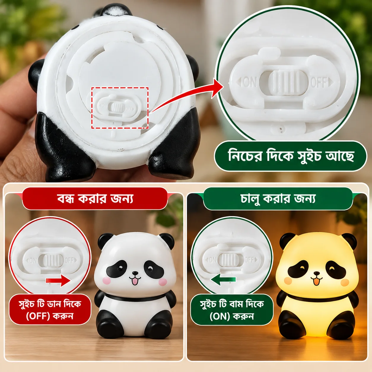 Cute Panda Night Light for Kids – Soft Silicone LED Bedside Lamp thumbnail 2