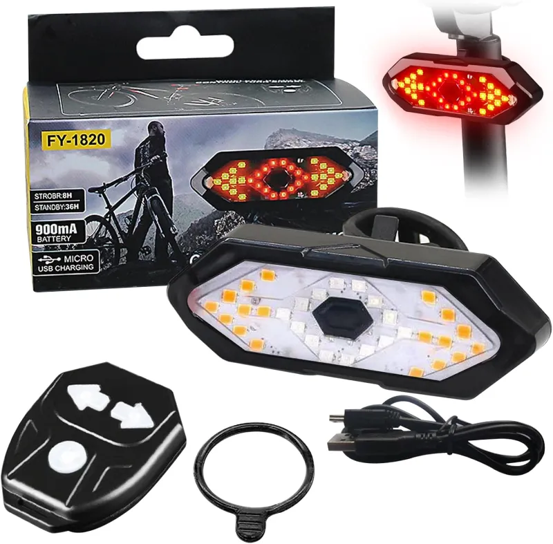 Bike Turn Signals Remote Control Bicycle Direction Indicator MTB LED Rear Light USB Rechargeable Cycling Taillight with Horn thumbnail 3