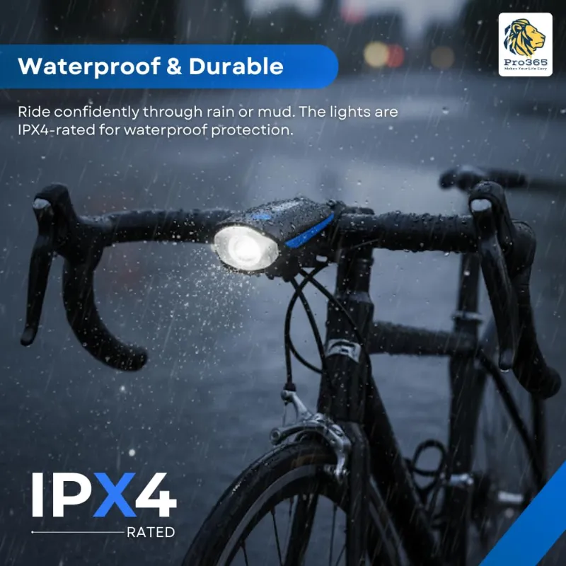 Bike Seat Cushion with Memory Foam, Waterproof Cover & Reflective Strip | USB Rechargeable LED Front Light with Loud Bell & 3 Modes | Universal Fit for Bicycles thumbnail 2