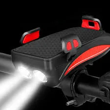 4 in 1 Bicycle USB Rechargeable Led Bicycle Light with Horn and Mobile Holder With PowerBank thumbnail 3
