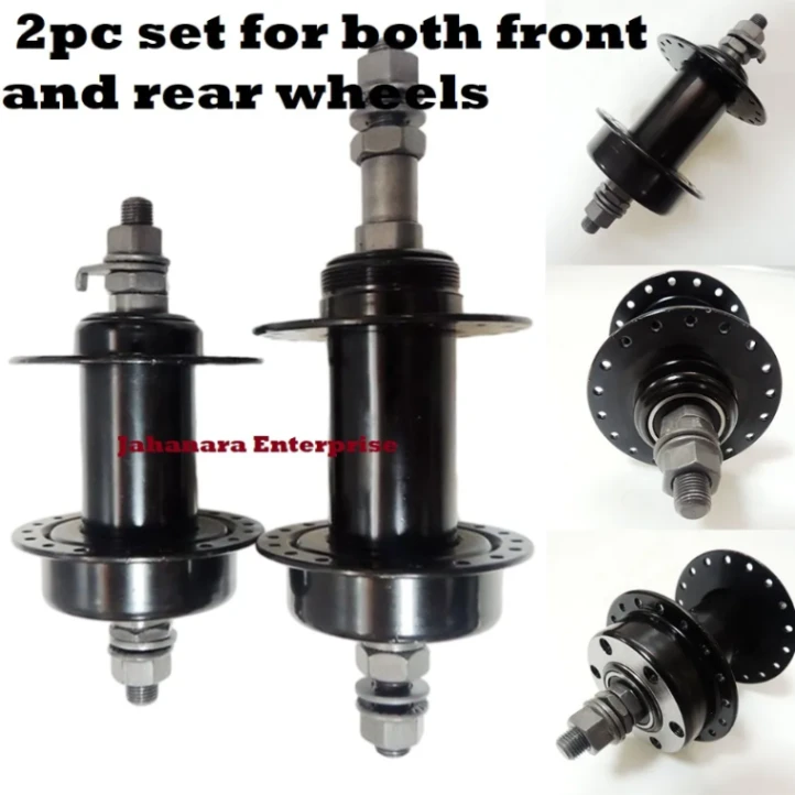 Steel Sealed Bearings 36 Hole Disc Brake Solid Axis Mountain Bike Hubs 2pc 4