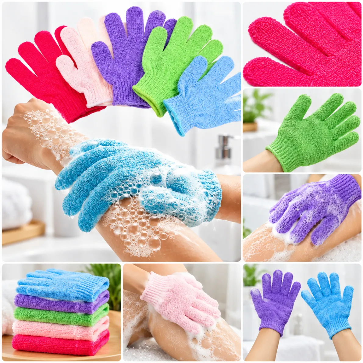 Bath Glove Cleaning Body Massage Sponge Wash Skin Moisturizing SPA Five Fingers Shower Scrub Gloves Foam 3