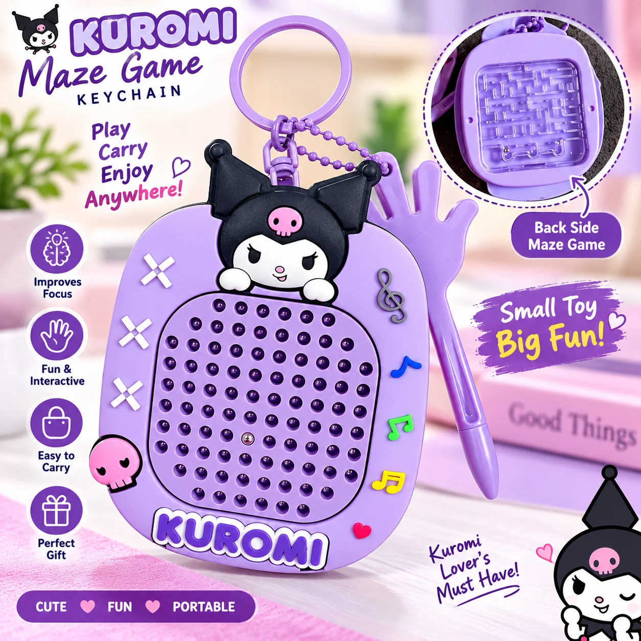 Mini 3-in-1 Magnetic Bead Drawing Board & Maze Keychain – Fun Cartoon Steel Ball Puzzle | Creative Doodle Board |Birthday Goodies thumbnail 3