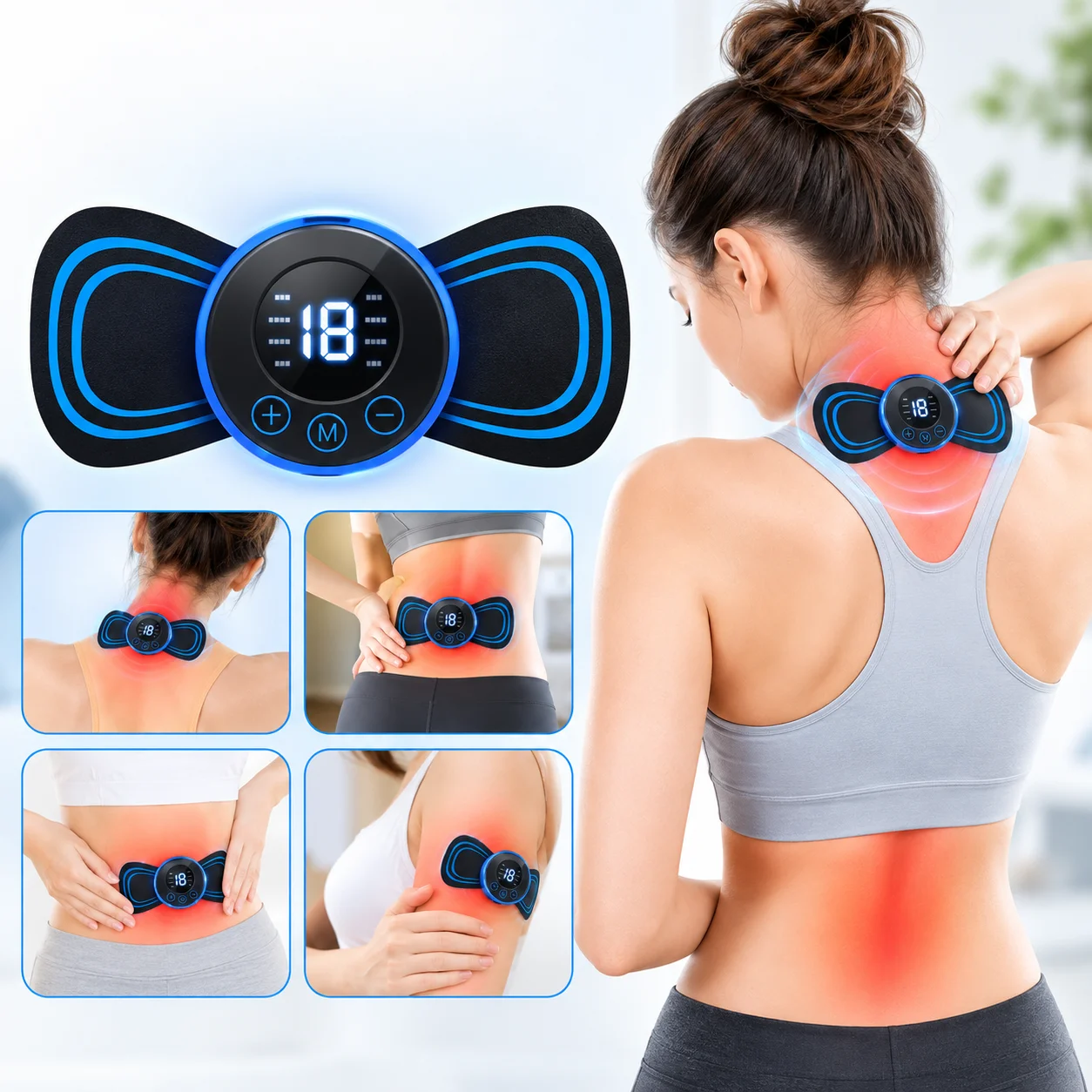 EMS Mini Portable Electric Neck, Back & Body Pain Relief Massager 1 PCS 4