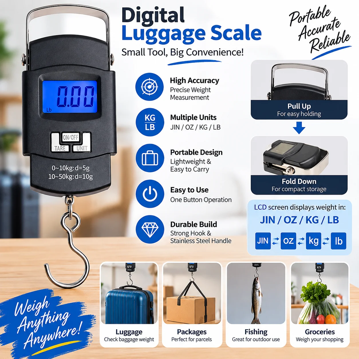Digital Hanging Weight Scale Portable Hanging Electronic Hook Scale thumbnail 3