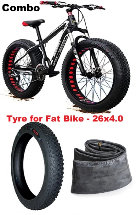 FatBike Tyre & Tube 26 X 4.00 Bicycle Fat Tire Nylon Rubber MTB Mountain Bikes thumbnail 1