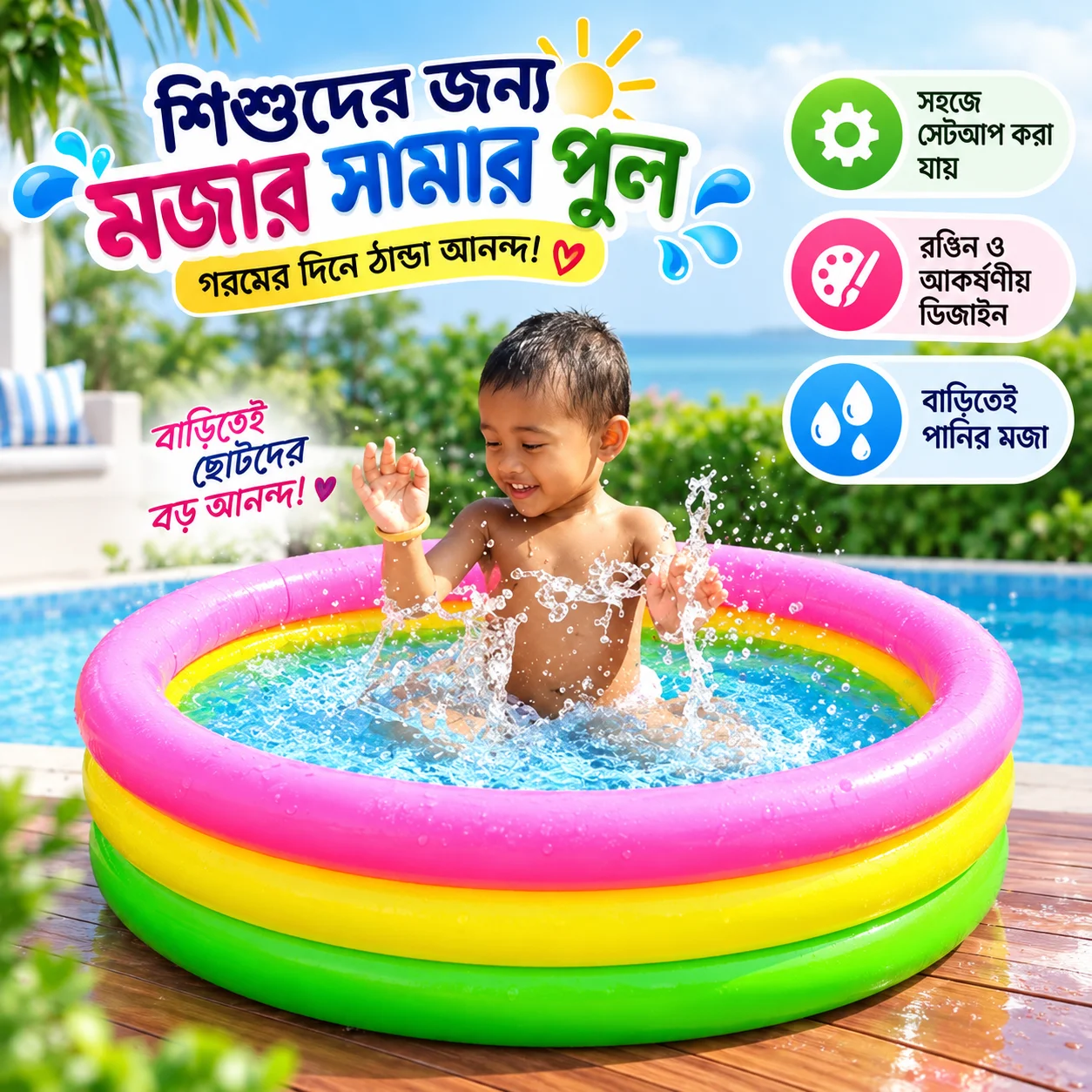 Intex Swimming Pool (24" x 8") for Kids, Baby Pool Bath Water Tub thumbnail 2