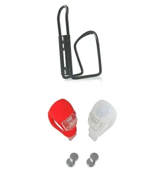 Aluminium Cycle Water Bottle CAGE OR Stand with 2 PCS ANTISMOG Flickering Light Combo Offer