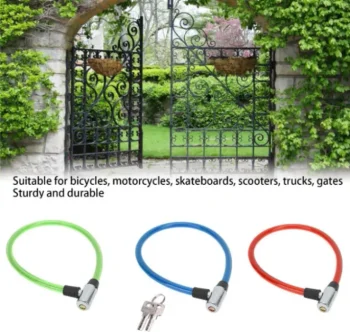 Advanced Anti Theft Steel Strong Wire Coil Cable Bicycle Motorcycle Heavy Security Lock With 2 Keys Multicolor Multipurpose cycle accessories