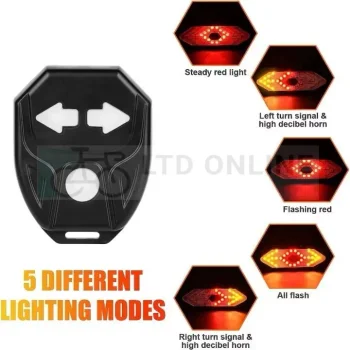 Bicycle Tail Light with Remote Waterproof Cycling Signal Light Rechargeable 5 Modes for Night Riding
