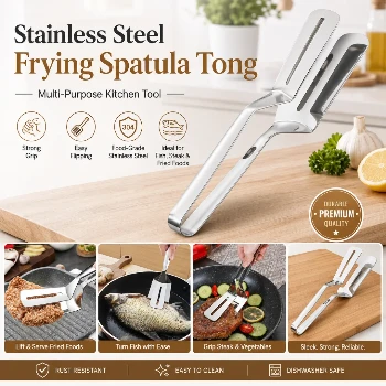 Stainless Steel Food Tongs, Barbecue Clip Frying Steak Fried Bread Egg Fried Fish Non-Stick Grill Tongs BBQ Kitchen Accessories