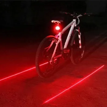 Bike Cycling Lights Waterproof 5 LED 2 Lasers 3 Modes Bike Taillight Safety Warning Light Bicycle Rear Bycicle Light Tail Lamp