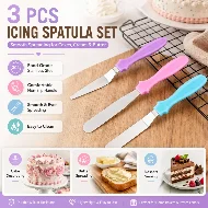 3pcs Stainless steel cream spatula, Butter Cake Cream Smoother Spatula Fondant Pastry Tool, Baking Pastry Cake Decorating Tools
