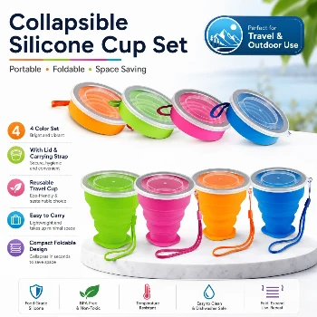 Silicone Folding Cup/Mug, Foldable & Portable & Lightweight Travel Cup for Outdoor Camping Hiking