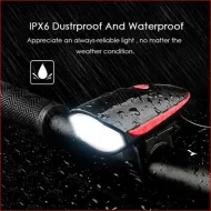 Rechargeable Bike Horn And Light 140 DB with Super Bright 250 Lumen Light 3 Modes