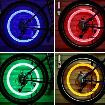 2 Pcs Bicycle LED Light Bike Tire Valve Lights Bicycle Flash Light Mountain Road Bike Cycling Tyre Wheel Lights Bicycle Wheel Spoke LED Neon Lamp Cycle Accessor
