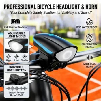 Bicycle Horn Light Recharging Waterproofed horn Light 1200 mAh battery Bike cycle accessories