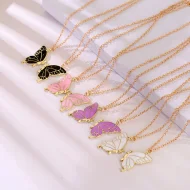 Trendy 2 Pcs/set Butterfly Necklace for Couple Gift - Butterfly Pendant Card Necklaces for Girls Simple Stylish - Chain Necklace for Women New Collection - Gift