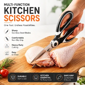 Kitchen Scissor (Black) Heavy Duty Stainless Steel Kitchen Scissors