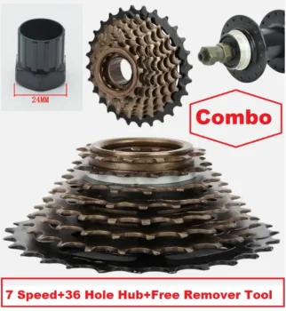 Freewheel Bicycle Freewheel tread (7 Speed +36Hole Hub+Free Remover Tool) Mountain Bike Replacement Accessory Bicycle Parts