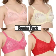 4 Pieces of Standard Quality Full Half Net Bra for Women & Girls