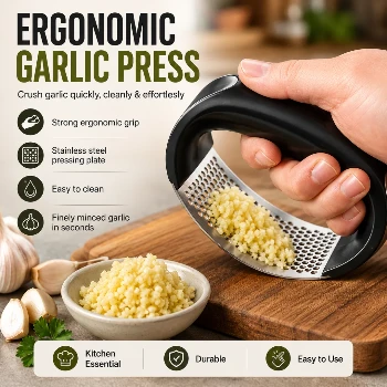 Stainless Steel Garlic Crusher Ginger Mincer Squeezer Press Chopper with Handle Stainless Steel Garlic Crusher Ginger Mincer Squeezer Press Chopper with Handle